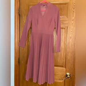 Elegant Mauve Long Sleeve Dress, Pink Size 4